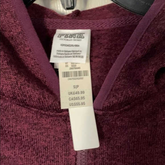 New VS PINK Sweater Knit High-Low Full Zip Hoodie - Picture 4 of 7